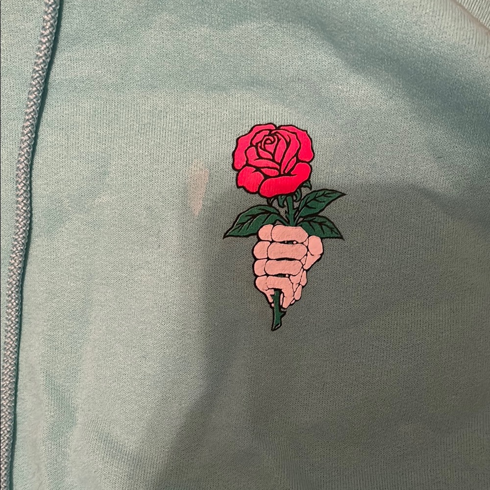 Women's Green Jacket with Rose Embroidery